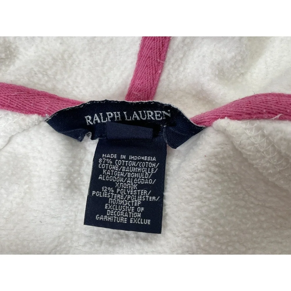 Ralph Lauren Big Pony Full Zip‎ Hoodie Jacket Girls Size L White